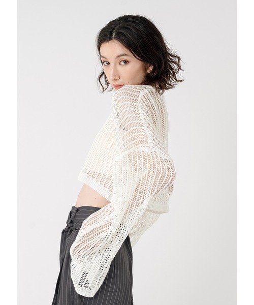 「Adoon plain」 長袖ニット FREE ホワイト レディース_画像2