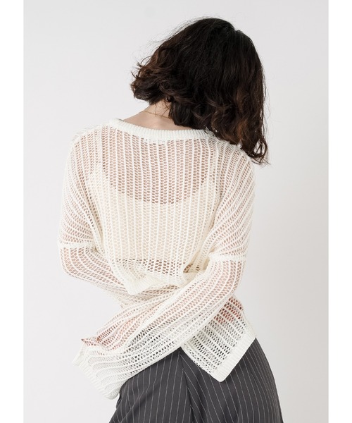 「Adoon plain」 長袖ニット FREE ホワイト レディース_画像3