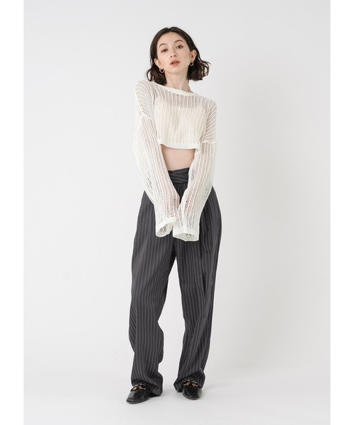 「Adoon plain」 長袖ニット FREE ホワイト レディース_画像4