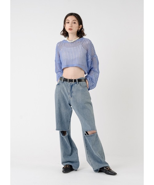 「Adoon plain」 長袖ニット FREE ホワイト レディース_画像9