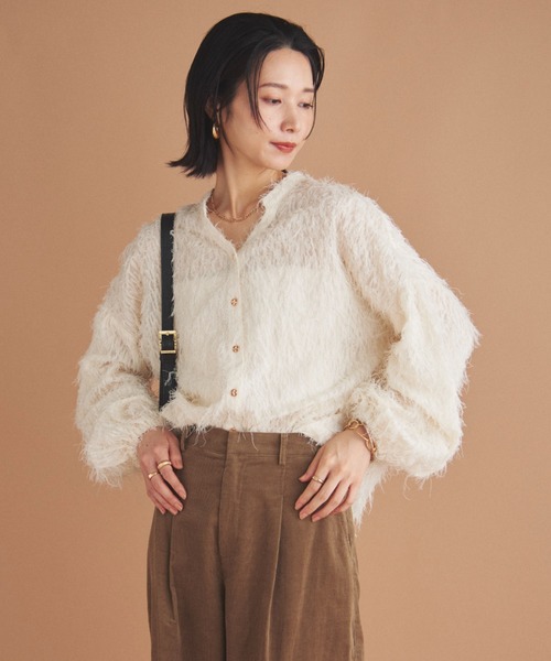 ブラウス シャツ カットジャガードブラウス レディース