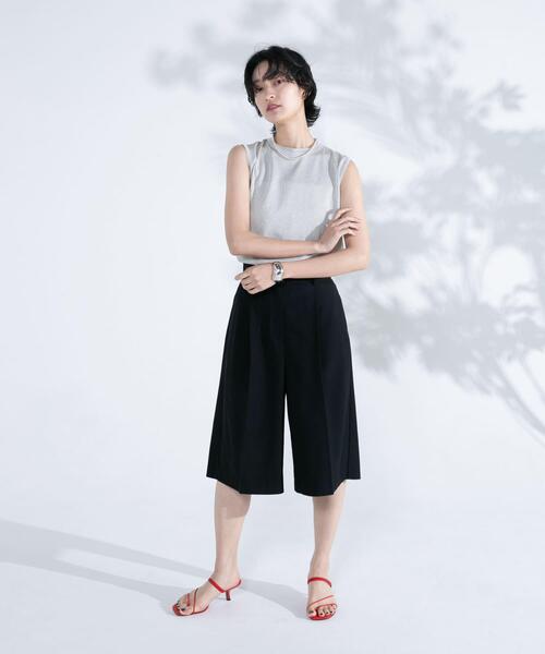 ハーフパンツ ワイドパンツ パンツ タックハーフパンツ レディース