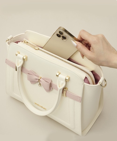 【新品】Samantha Vega  ハンドバッグ Samantha Vega ハンドバッグ アクセントリボンラメハンドバッグ