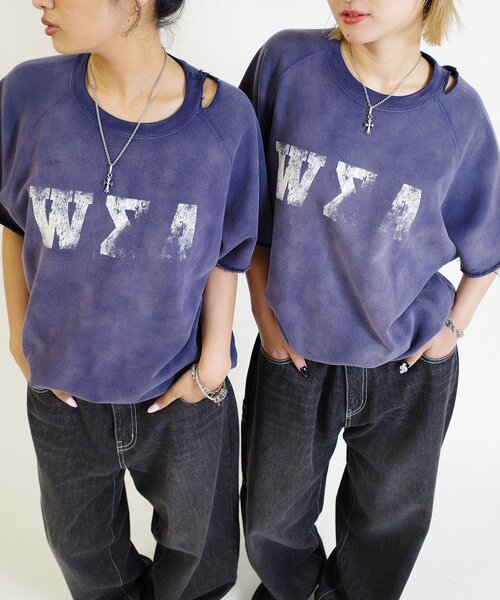 tシャツ 「From Vintage」 WRONGダメージ半袖スウェット  / 2サイズ レディース メンズ