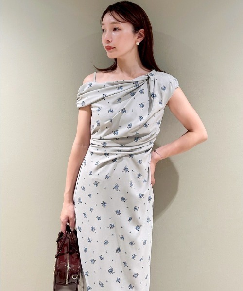 SNIDEL フラワープリントドレープワンピース 花柄オフショル ワンピース SNIDEL｜フラワープリントドレープワンピース | Rakuten Fashion