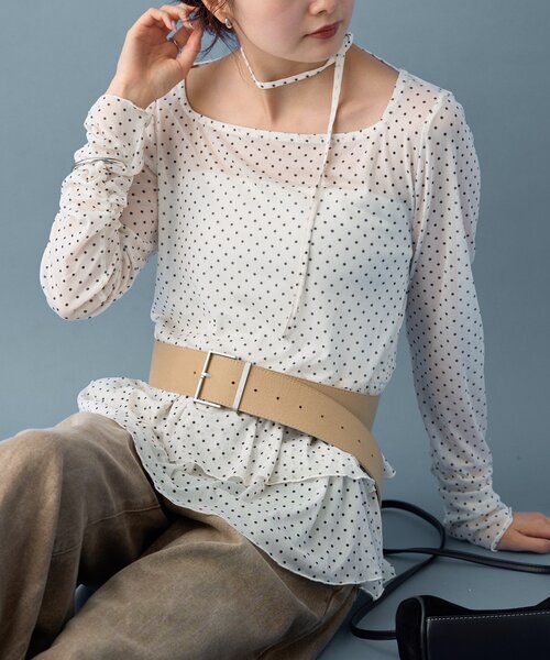 tシャツ ドットティアードプルオーバー レディース