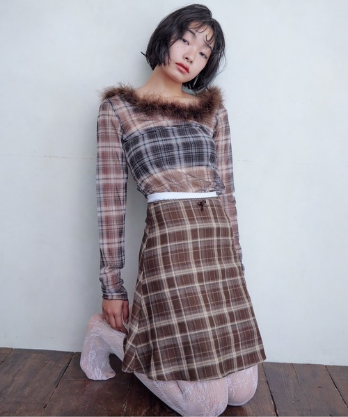 etre loin（エトルワン） ブラウス シャツ Fur trimmed sheer top 