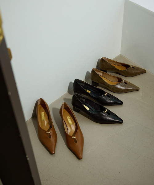 Le Talon GRISE パンプス GRISE5cmレザーカットアウトパンプス
