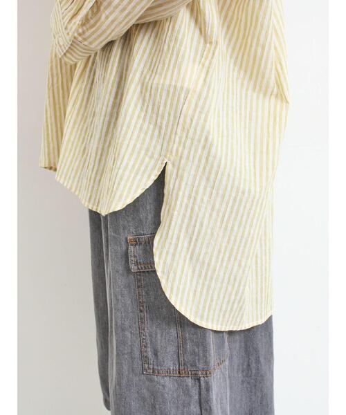 Samansa Mos2（サマンサモスモス） ブラウス シャツ ストライプ柄七分