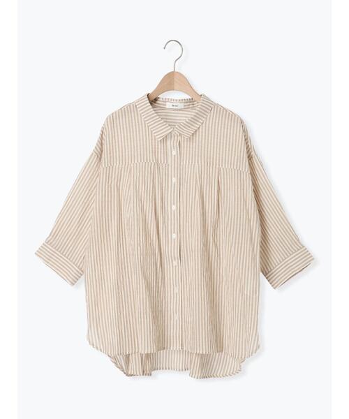 Samansa Mos2（サマンサモスモス） ブラウス シャツ ストライプ柄七分