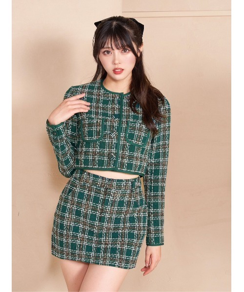 Darich / ジャケット/FREE/ツイード/GRY/112513007 Darich（ダーリッチ） ツイードジャケット FREE グリーン レディース