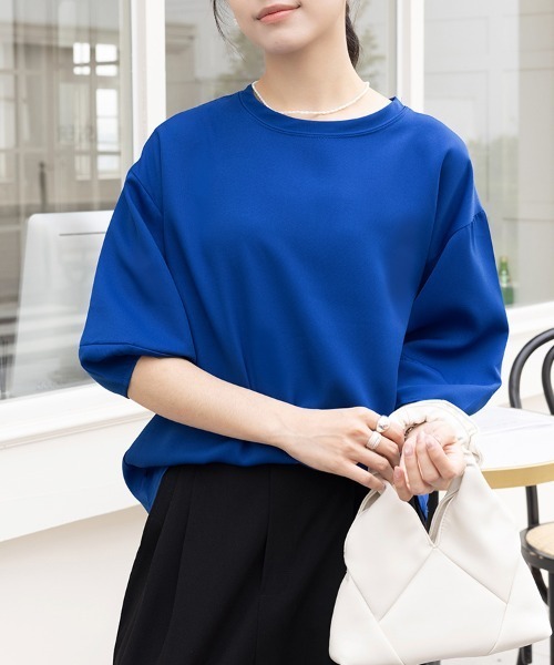 黒、白、ラウンドカットソー２点 長袖 カットソー レディース トップス Tシャツ tシャツ 丸首 ラウンド