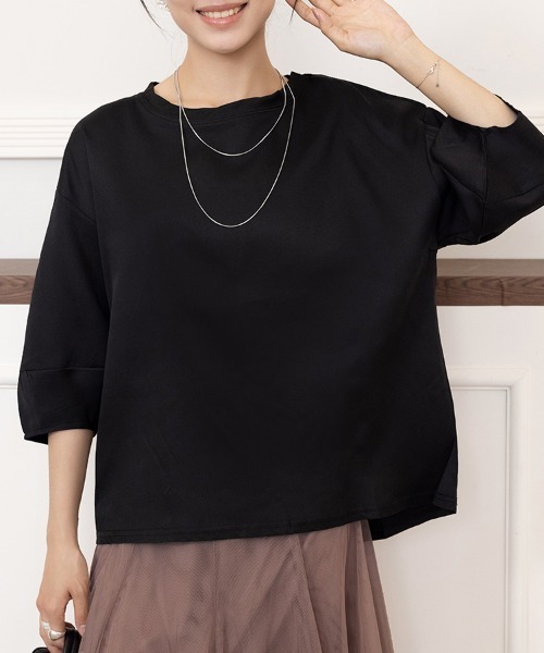 tシャツ 7分袖ラウンドネックカットソー レディース : ZOZOTOWN Yahoo