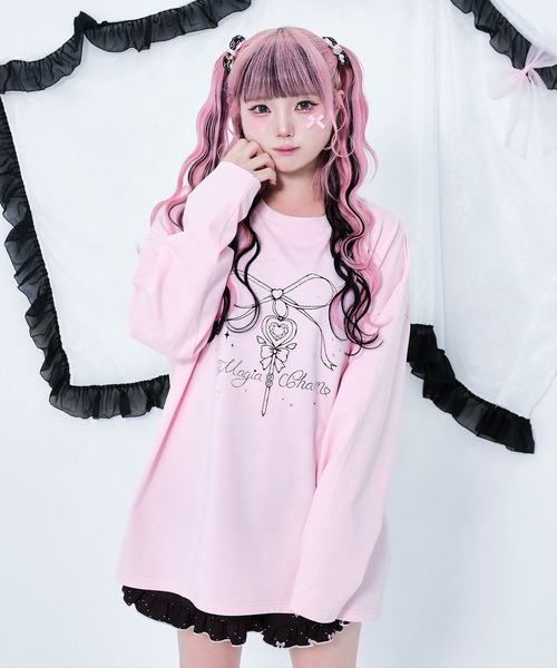 Magia Charm（マギアチャーム） tシャツ リボンステッキプリント ロンT