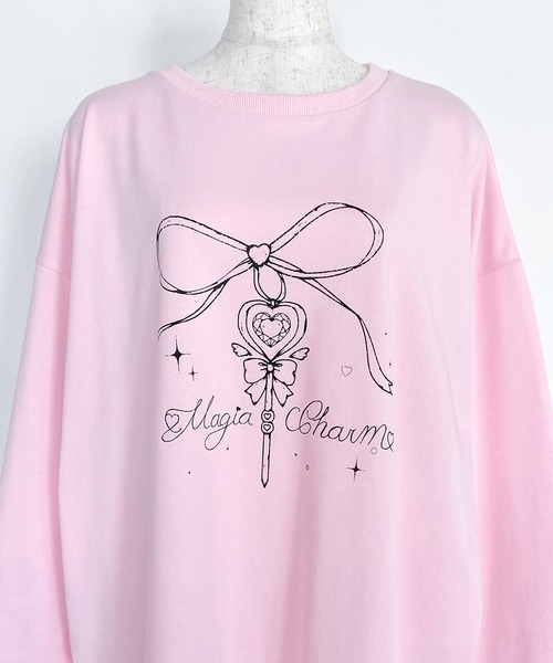 Magia Charm（マギアチャーム） tシャツ リボンステッキプリント ロンT