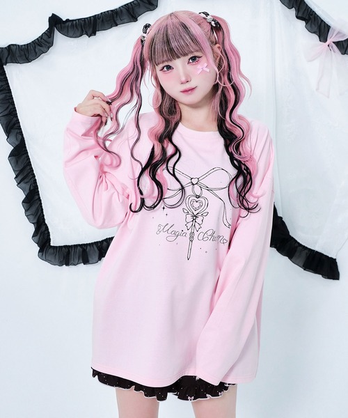 Magia Charm（マギアチャーム） tシャツ リボンステッキプリント ロンT