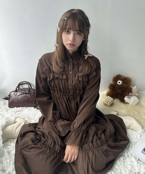 AS KNOW AS（アズノゥアズ） ワンピースフリルとリボン前開き