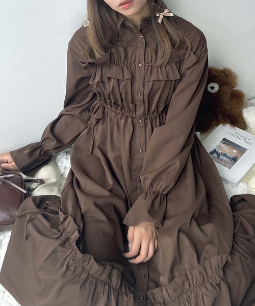 AS KNOW AS（アズノゥアズ） ワンピースフリルとリボン前開き