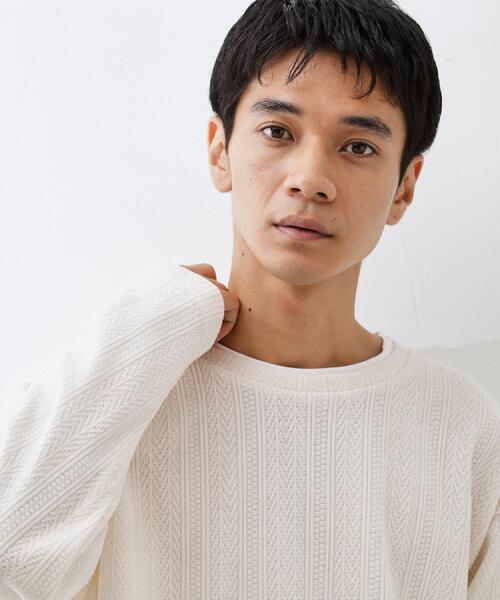 THE SHOP TK tシャツ 「心地良い、滑らかさ」レイヤード風ケーブル