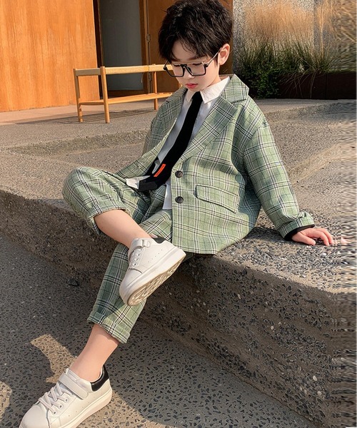 DAY CLOSET セットアップ キッズスーツ 長袖クラシカルチェック柄