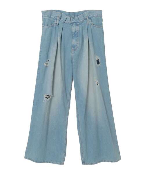 CURRENTAGE ワイドパンツ ジーンズ Fat boy damage denim メンズ 