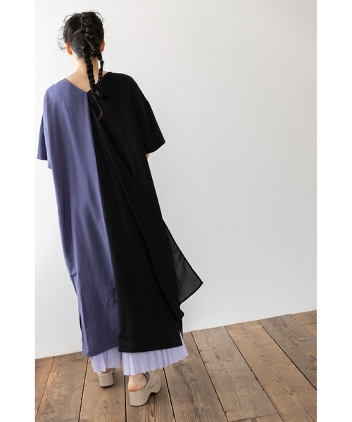 「OSMOSIS」 半袖ワンピース ONE SIZE ブルーグレー レディース_画像7