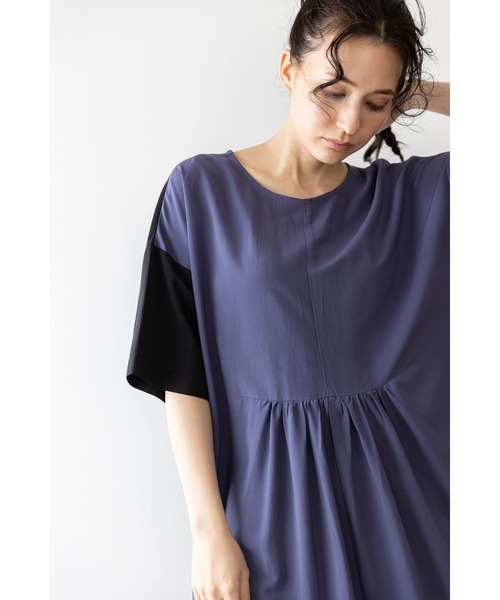 「OSMOSIS」 半袖ワンピース ONE SIZE ブルーグレー レディース_画像9