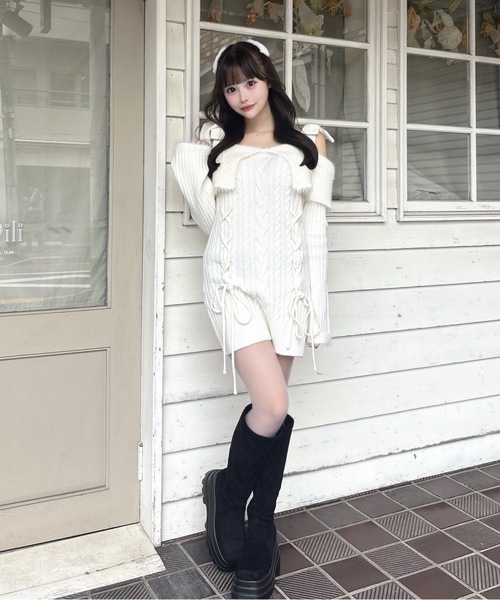 one way（ワンウェイ） ワンピース オフショルニットワンピース