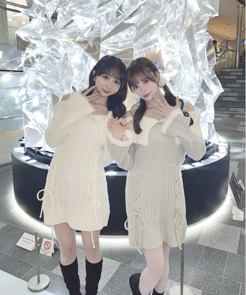 one way（ワンウェイ） ワンピース オフショルニットワンピース