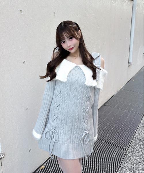 one way オフショルニットワンピース one way（ワンウェイ） ワンピース オフショルニットワンピース