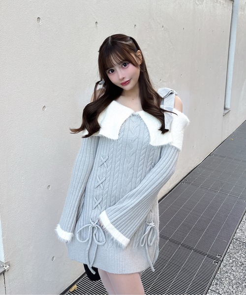 one way（ワンウェイ） ワンピース オフショルニットワンピース