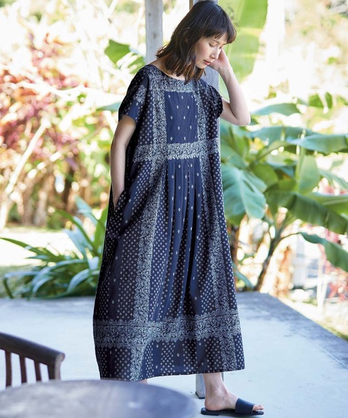 「Sunny clouds」 半袖ワンピース MEDIUM グリーン レディース_画像5