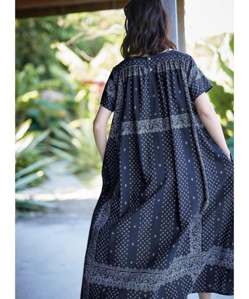 「Sunny clouds」 半袖ワンピース MEDIUM グリーン レディース_画像6