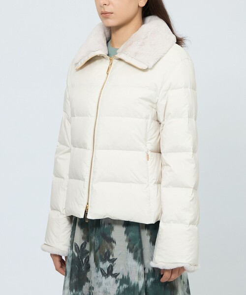 ★美品★EPOCA ダウン コート ツイード Mサイズ(40) Aライン エアリーグレースストレッチダウン ロングコート