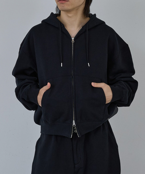 AH ABAHOUSE パーカー CROPPED DOUBLE-ZIP SWEAT HOODIE / クロップド