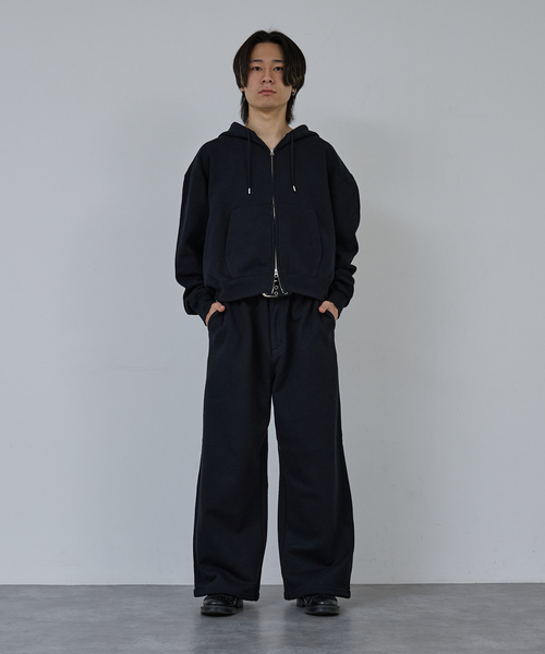 AH ABAHOUSE パーカー CROPPED DOUBLE-ZIP SWEAT HOODIE / クロップド