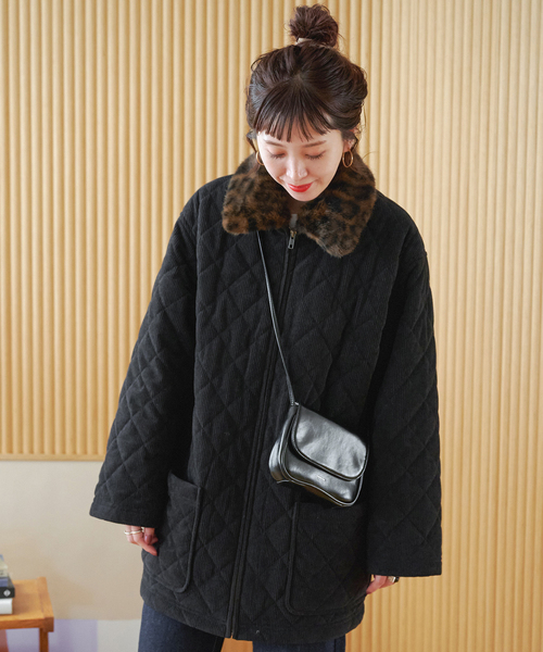 【店舗クリーニング済】MBE 中綿ジャケット レディース ブラック B.C STOCK（ベーセーストック） コート アウター 「ZOZO限定」ファー襟