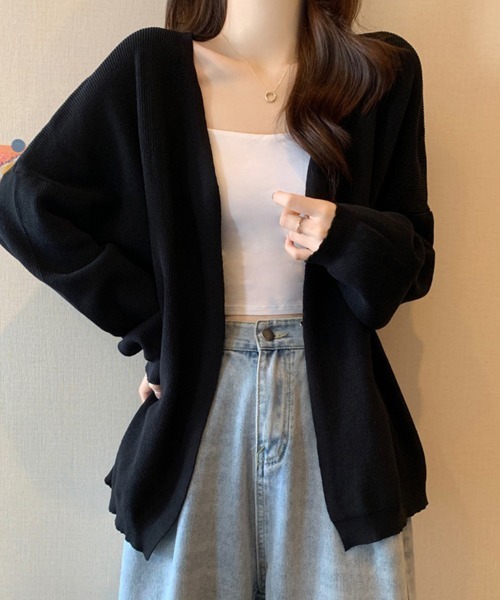 カーディガン オープンフロントニットカーディガン レディース