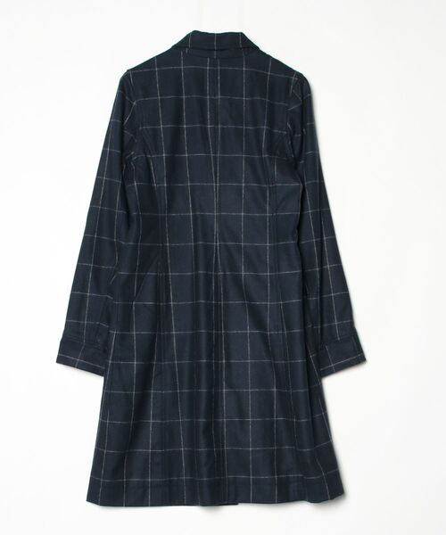 「Sunny clouds」 チェック柄チェスターコート M ネイビー レディース_画像2