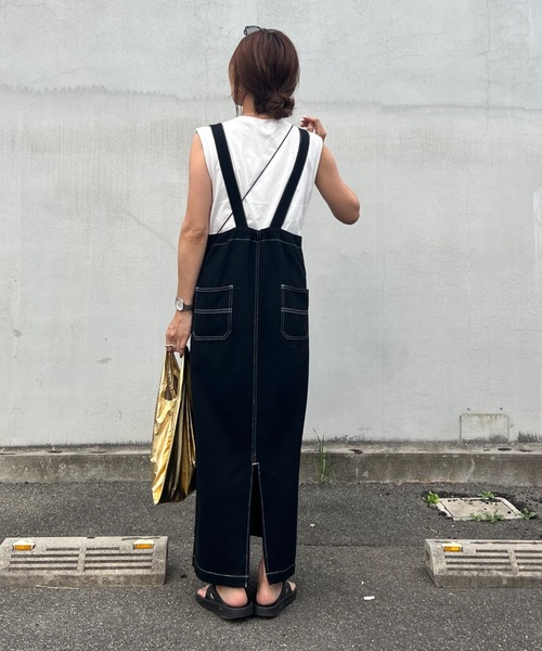 「ISOOK」 サロペットスカート FREE カーキ レディース_画像4