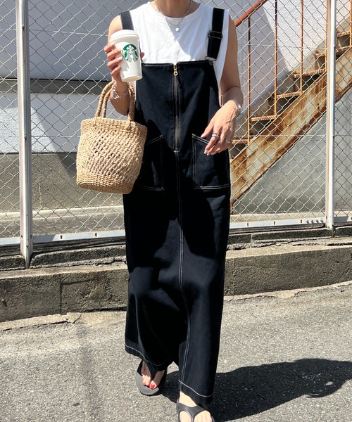 「ISOOK」 サロペットスカート FREE カーキ レディース_画像5