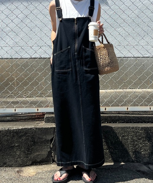 「ISOOK」 サロペットスカート FREE カーキ レディース_画像7