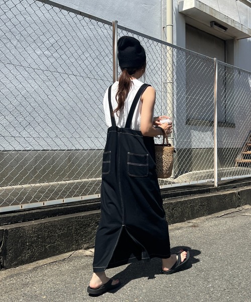 「ISOOK」 サロペットスカート FREE カーキ レディース_画像8