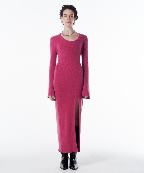 JOSE MOON ジョゼムーン　リブニット　ルーズフィットドレス　ワンピース JOSE MOON（ジョゼムーン） ドレス SLIT KNIT DRESS/スリットニット