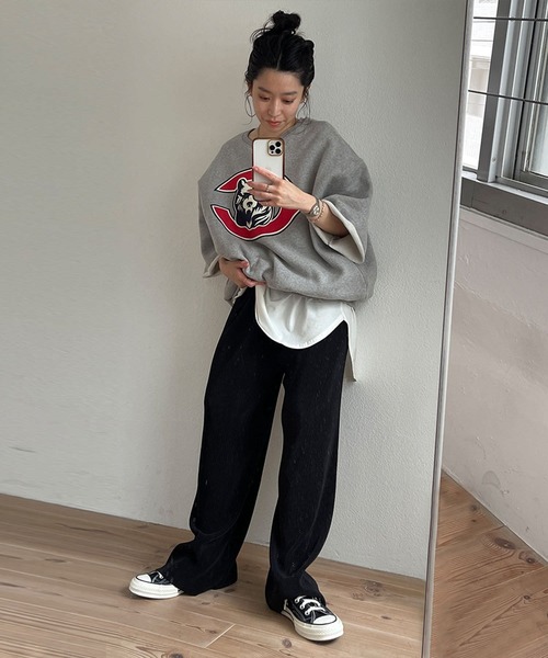 「wee9s」 スウェットカットソー FREE グレー レディース_画像3