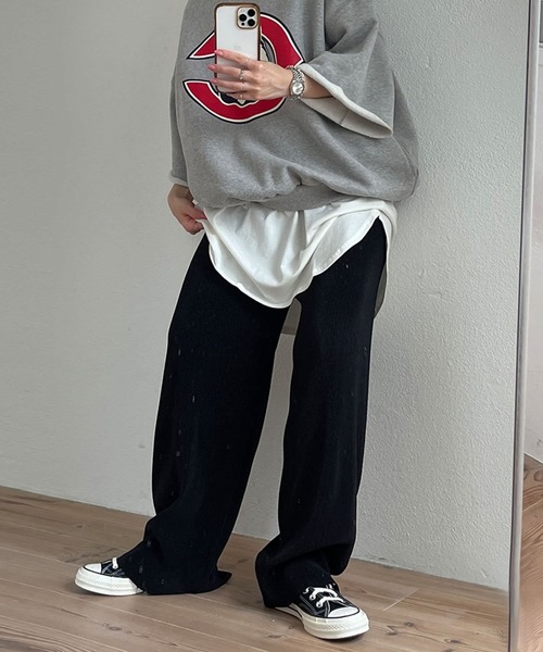 「wee9s」 スウェットカットソー FREE グレー レディース_画像4