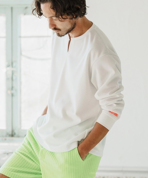 「felkod」 長袖Tシャツ L ホワイト×ピンク メンズ_画像4