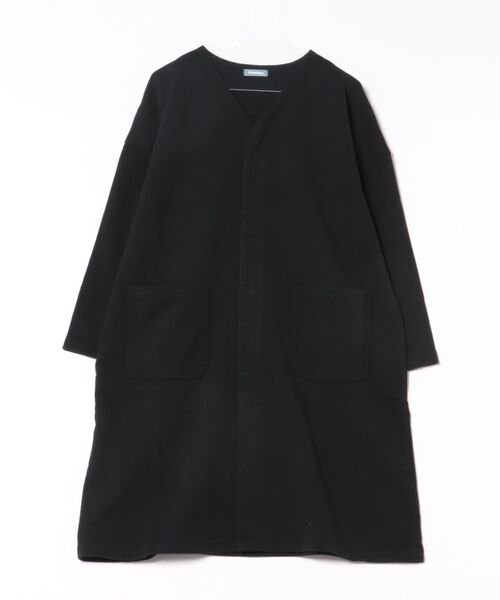 ▼プランテーション plantation【2】リネン100％ ロングコート 黒 Plantation（プランテーション） コート アウター エア裏毛 / コート
