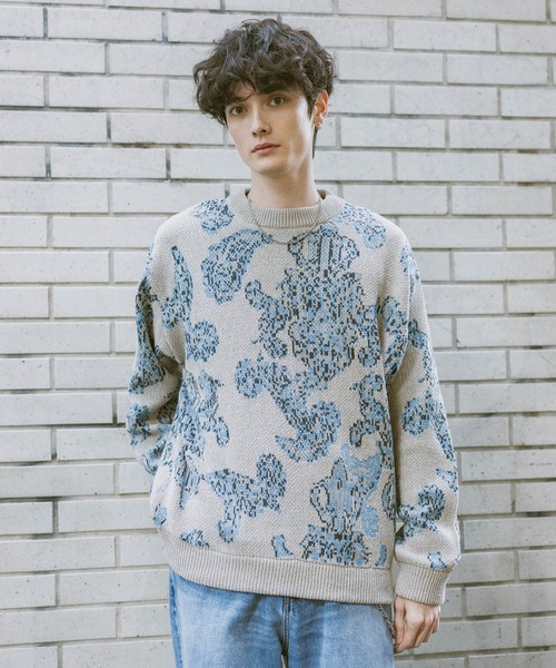 RAGEBLUE（レイジブルー） セーター ニット Damask Pattern Jacquard