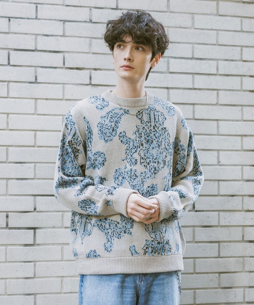 RAGEBLUE（レイジブルー） セーター ニット Damask Pattern Jacquard